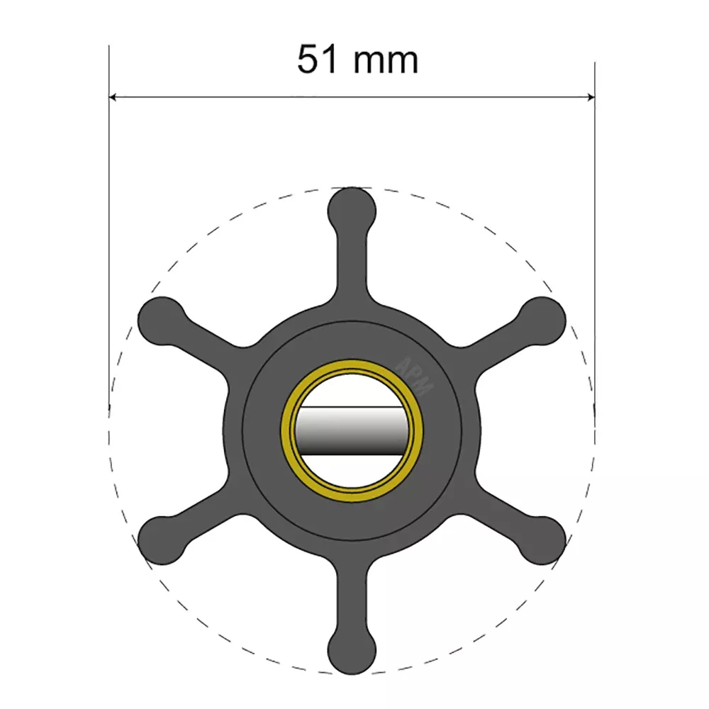 Albin Group Premium Impeller Kit - 51 x 22 x 12mm - 6 Blade - Pin Insert