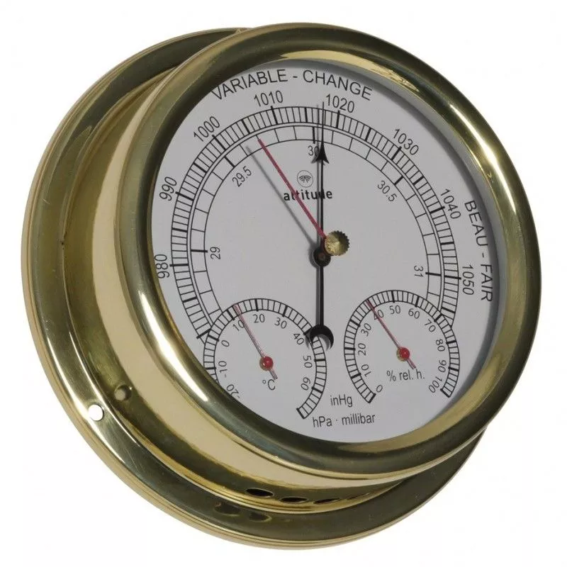 Altitude Barometer/Thermometer/Hygrometer Brass Ø150 mm