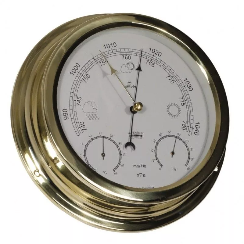 Altitude Barometer/Thermometer/Hygrometer Brass Ø224 mm