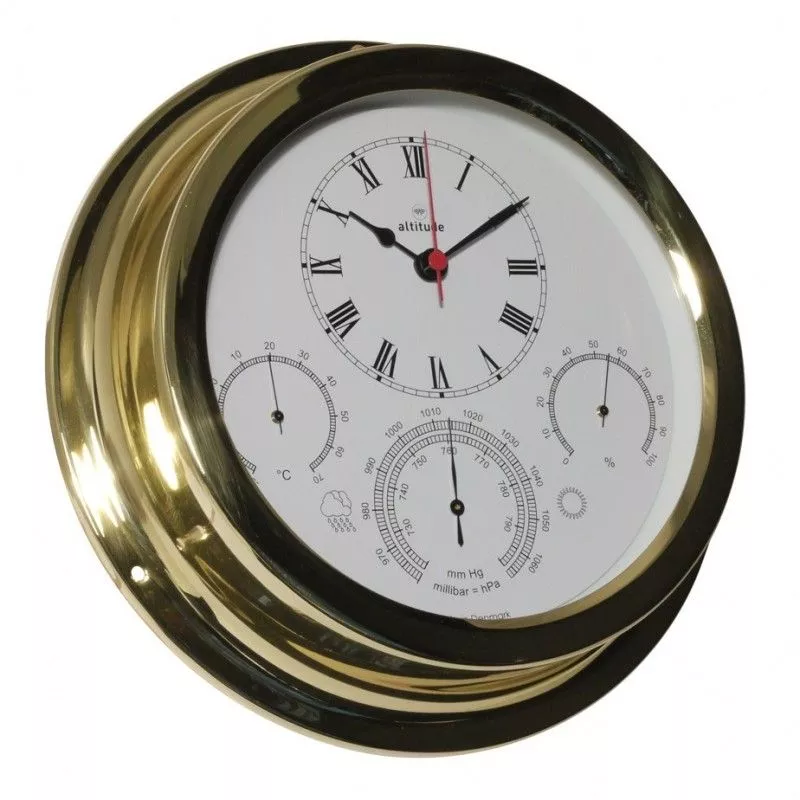 Altitude Quartz Clock/Barometer/Thermometer/Hygrometer Brass Ø224 mm