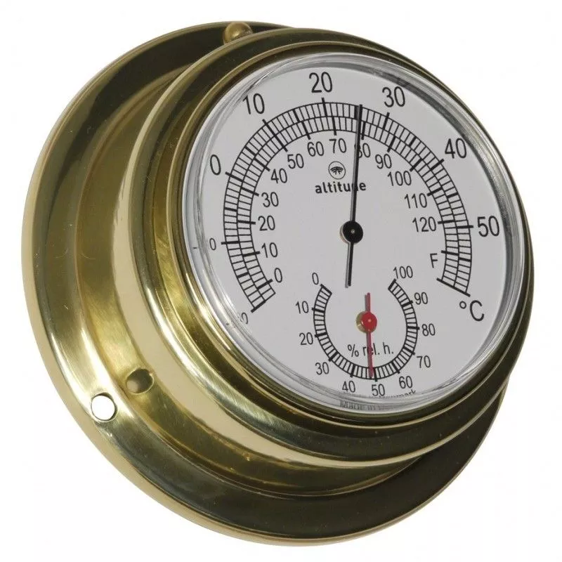 Altitude Thermometer/Hygrometer Brass Front Loaded Ø95 mm