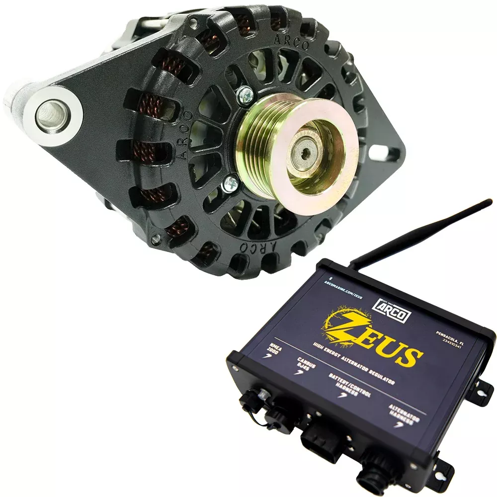 ARCO Zeus 24V 4kW Low Turn On (LTO) 1"-2" Single Foot Alternator w/Isolated GroundZeus High-Energy Alternator Regulator [4405-AZ1000]