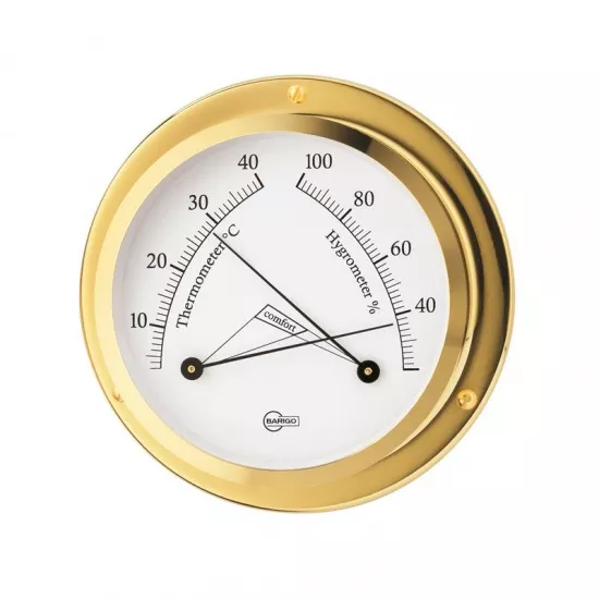 BARIGO 1190MS Brass Comfortmeter (Hygrometer + Thermometer) ø110 mm