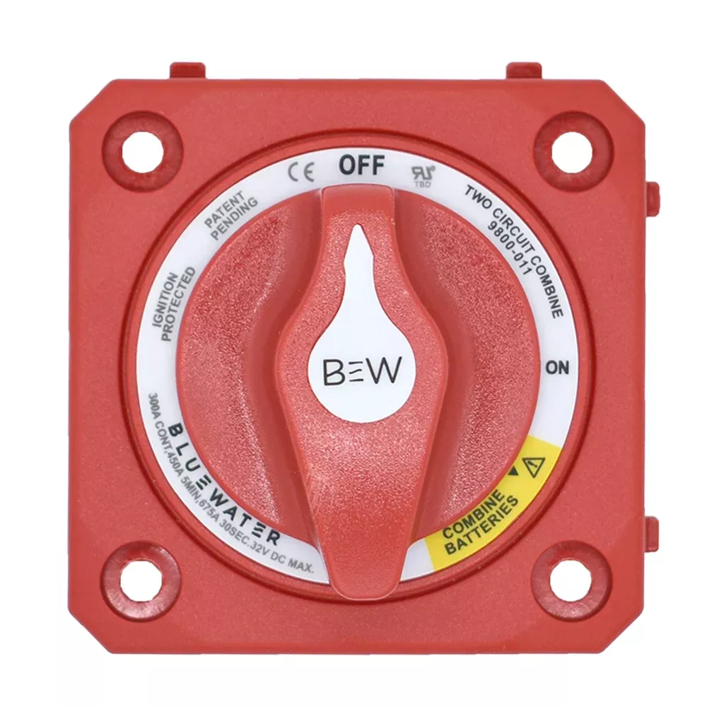 Bluewater Off/On Combine Battery Switch w/o Base - Panel Mount - Red