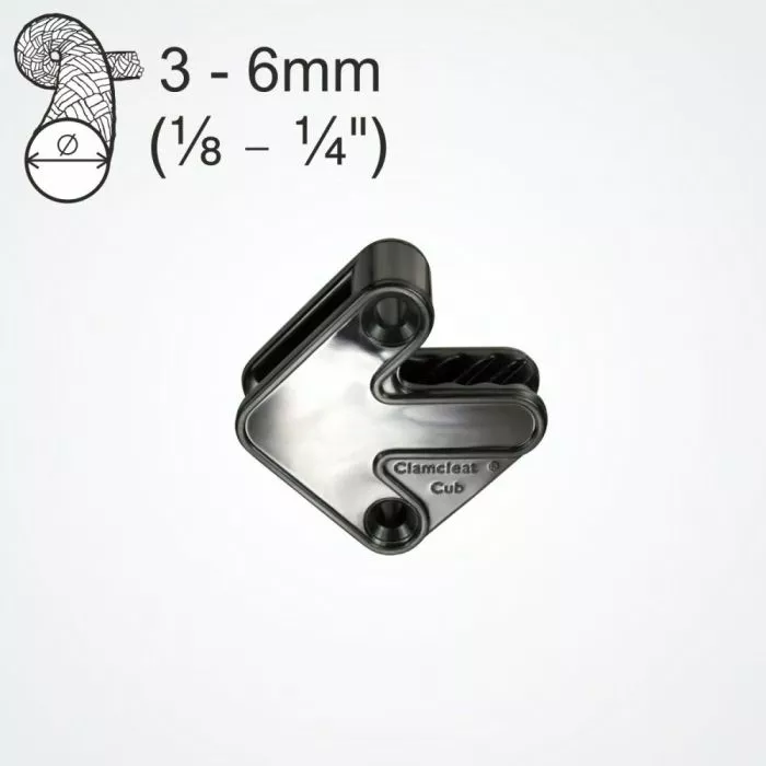 Clamcleat CL232 Cub Cleat for 3–6 mm Rope, Black Nylon