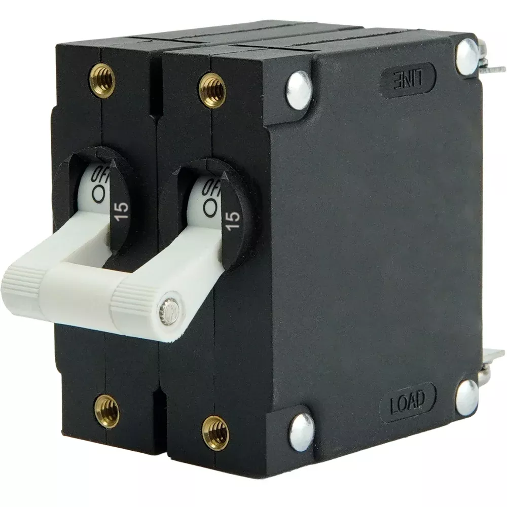 Egis A Series White Toggle Panel Mount Circuit Breaker - Dual Pole 15A