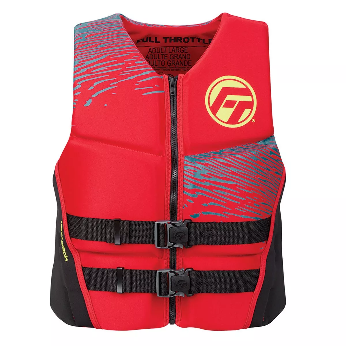 Full Throttle Men's Rapid-Dry Flex-Back Life Jacket - S - Red/Black