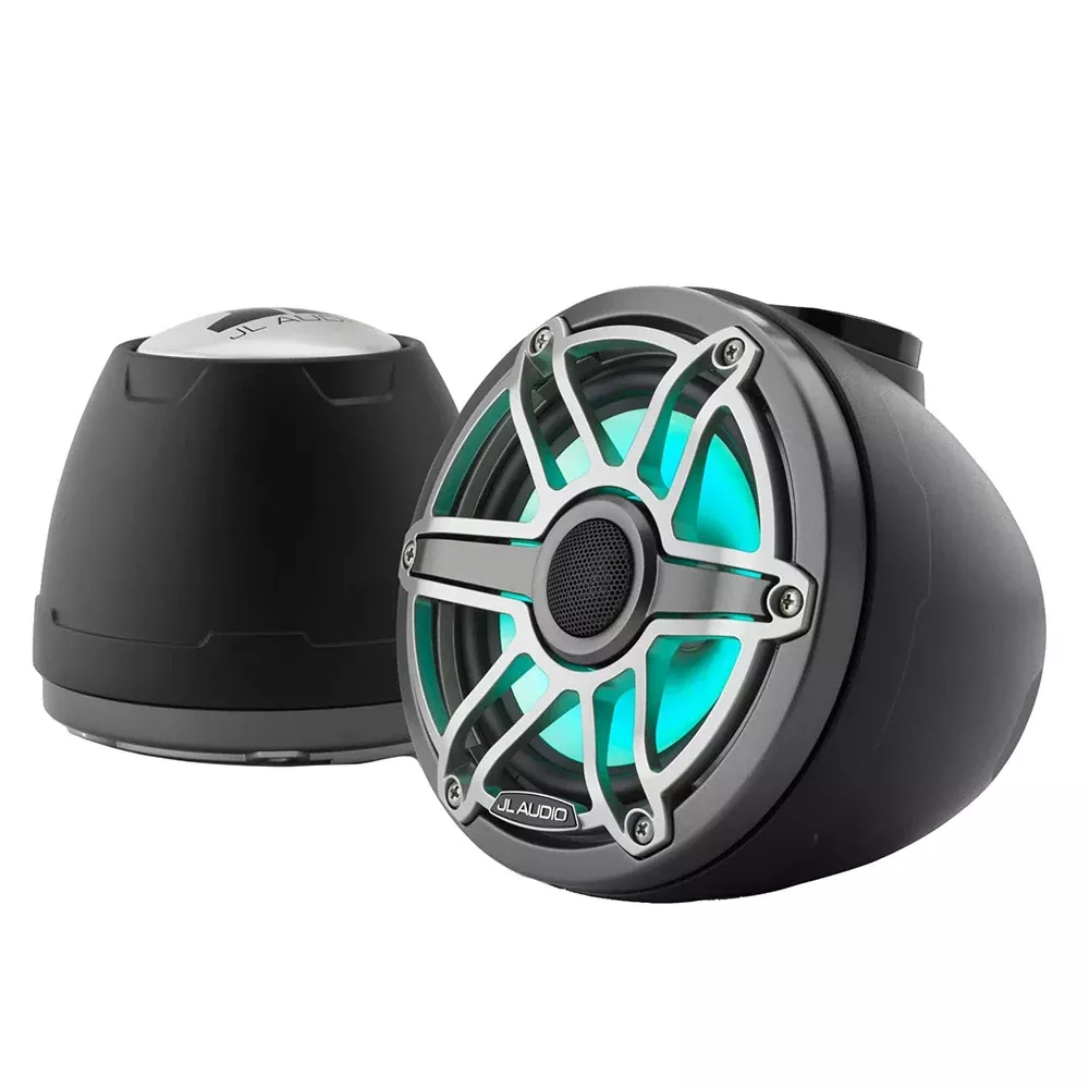 JL Audio M6 VeX Series 6.5" Enclosed Coaxial Speakers w/RGB LED LightingTitanium Sports Grilles - M6-650VEX-Mb-S-GmTi-i