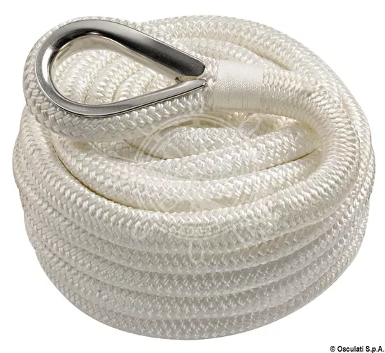 Osculati Double Braided Polyester Mooring Line with Stainless Steel Thimble