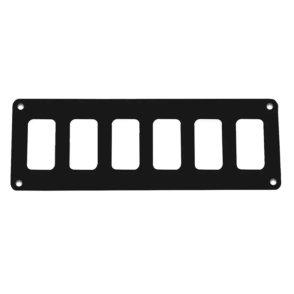 Pacer Switch Panel - 6 Switch1 Row - 8" x 2.75" - Black Powder Coated Aluminum