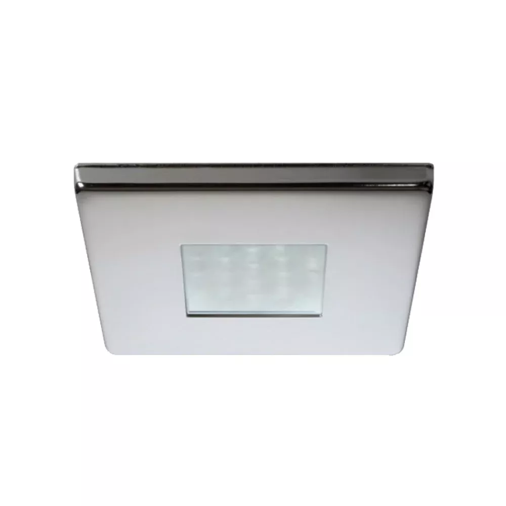 Quick Edwin C Downlight LED - 2W, IP66, Screw Mounted - Square Stainless Bezel, Square Warm White Light