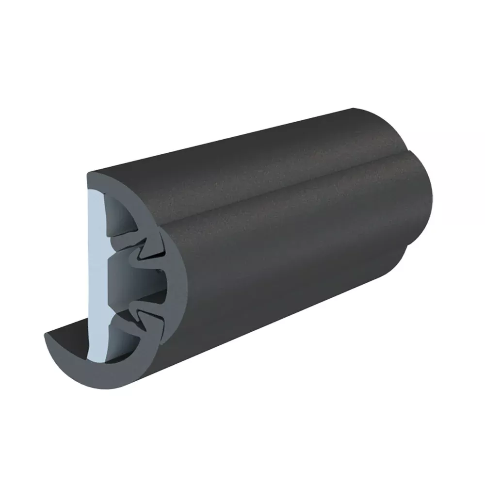 TACO SuproFlex Rub Rail Kit w/Flex Vinyl Overlay Insert - 1-5/8"H x 7/8"W x 60'L - Black w/Black Insert