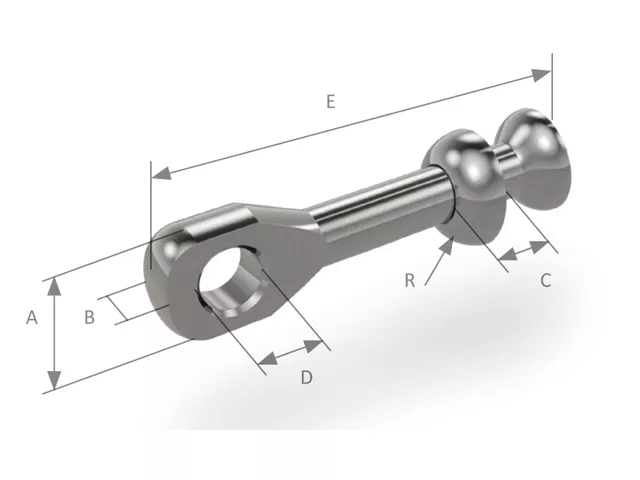 Talamex Ball Terminals with Eye and Cup SS AISI 316 – Complete Assembly for Wire Ø5–8 mm