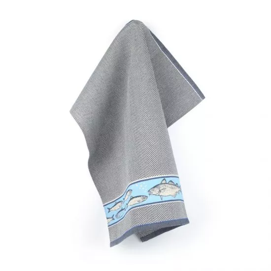 Tea Towel Fish Navy Blue 65 x 65 cm
