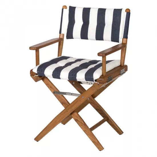 Teak Folding Director's Chair Navy/Wit Deluxe