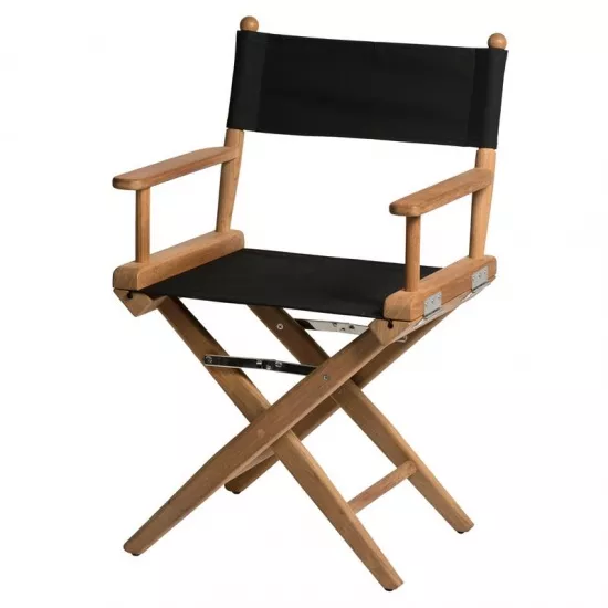 Teak Folding Director's Chair Zwart Canvas