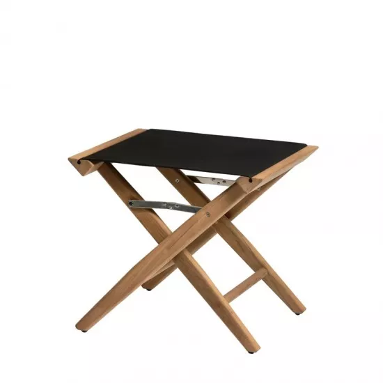 Teak Folding Director's Stool Navy Canvas