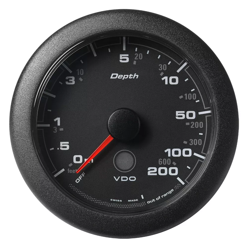 Veratron 3-3/8" (85MM) OceanLink Depth Gauge (200M/600) - Black DialBezel [A2C1957360001]
