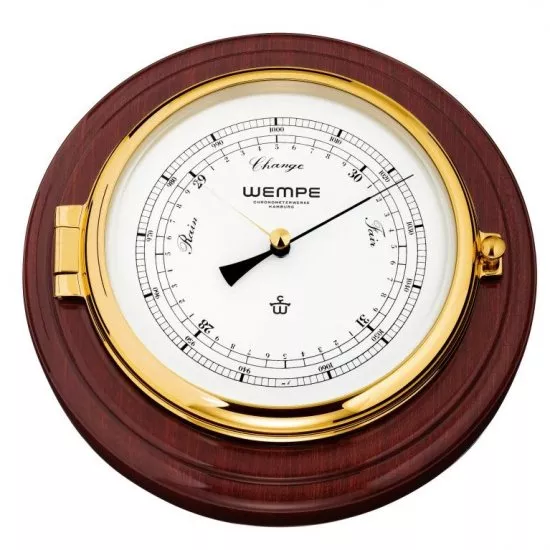 WEMPE SKIPPER Mahogany Framed Ship's Barometer Ø 210 x 50 mm